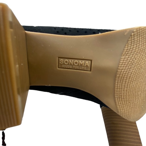 Sonoma Women’s Black Open-Toe Block Heel Perforated Bootie Size Zipper Size 8M - Picture 10 of 11